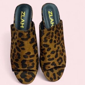 ZLAH Leopard Print Slide Sandals — Brown/Black